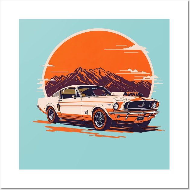 retro road trip muscle car Wall Art by Trouble Makers